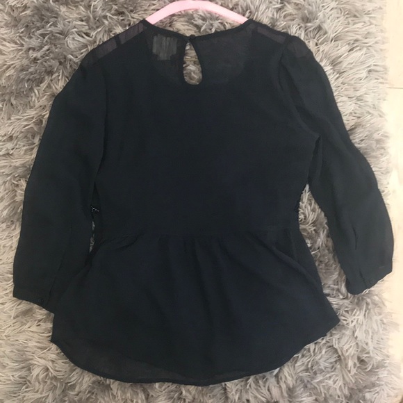 Anthropologie Maeve Navy chiffon beaded blouse- 4 - Picture 5 of 8